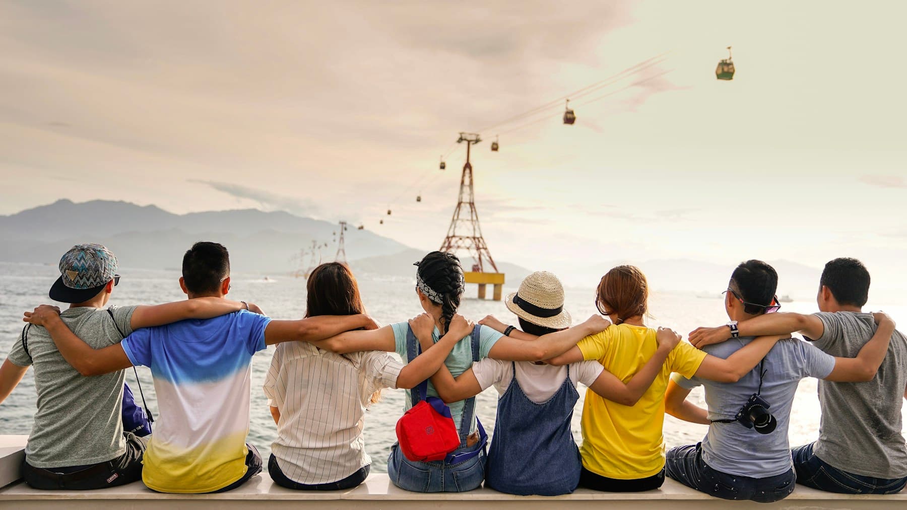 A group of people sharing an outdoor experience.